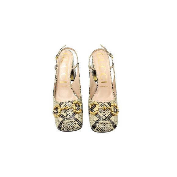 Gucci Horsebit Snakeskin-Embossed Slingback Pumps in Multicolor Leather - Picture 2 of 7